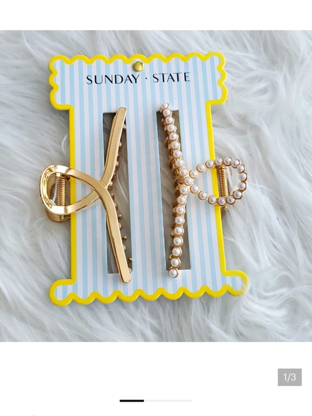 Sunday State Gold Pearl Bow Hair Clip Set - Gold